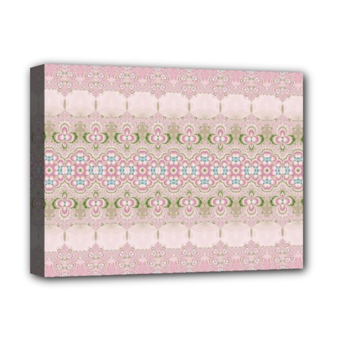 Boho Pastel Spring Floral Pink Deluxe Canvas 16  X 12  (stretched)  by SpinnyChairDesigns