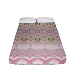 Boho Pastel Spring Floral Pink Fitted Sheet (full/ Double Size) by SpinnyChairDesigns