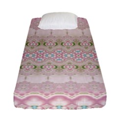 Boho Pastel Spring Floral Pink Fitted Sheet (single Size) by SpinnyChairDesigns