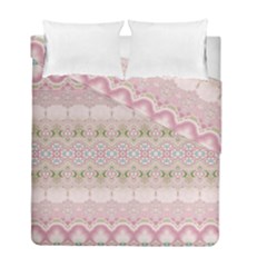 Boho Pastel Spring Floral Pink Duvet Cover Double Side (full/ Double Size) by SpinnyChairDesigns