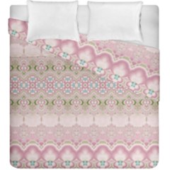 Boho Pastel Spring Floral Pink Duvet Cover Double Side (king Size) by SpinnyChairDesigns