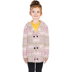 Boho Pastel Spring Floral Pink Kids  Double Breasted Button Coat by SpinnyChairDesigns