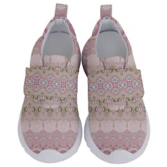 Boho Pastel Spring Floral Pink Kids  Velcro No Lace Shoes by SpinnyChairDesigns