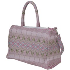 Boho Pastel Spring Floral Pink Duffel Travel Bag by SpinnyChairDesigns