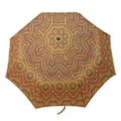 Boho Sunflower Print Folding Umbrellas by SpinnyChairDesigns