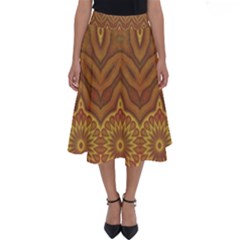 Boho Sunflower Print Perfect Length Midi Skirt by SpinnyChairDesigns