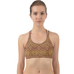 Boho Sunflower Print Back Web Sports Bra by SpinnyChairDesigns