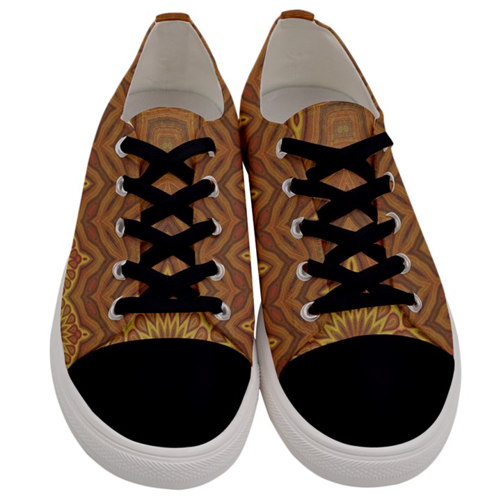 Boho Sunflower Print Men s Low Top Canvas Sneakers