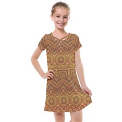 Boho Sunflower Print Kids  Cross Web Dress by SpinnyChairDesigns