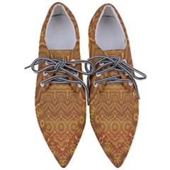 Boho Sunflower Print Pointed Oxford Shoes by SpinnyChairDesigns