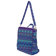 Boho Purple Blue Teal Floral Crossbody Backpack by SpinnyChairDesigns