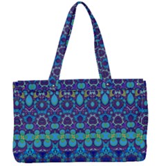 Boho Purple Blue Teal Floral Canvas Work Bag by SpinnyChairDesigns