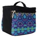 Boho Purple Blue Teal Floral Make Up Travel Bag (Small) View1