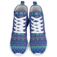 Boho Purple Blue Teal Floral Women s Lightweight High Top Sneakers by SpinnyChairDesigns