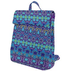 Boho Purple Blue Teal Floral Flap Top Backpack by SpinnyChairDesigns