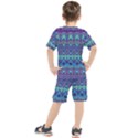 Boho Purple Blue Teal Floral Kids  Tee and Shorts Set View2