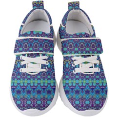 Boho Purple Blue Teal Floral Kids  Velcro Strap Shoes by SpinnyChairDesigns