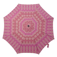 Boho Pink Floral Pattern Hook Handle Umbrellas (medium) by SpinnyChairDesigns