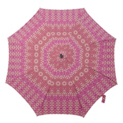 Boho Pink Floral Pattern Hook Handle Umbrellas (small) by SpinnyChairDesigns