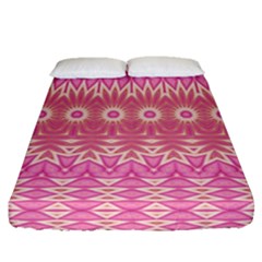 Boho Pink Floral Pattern Fitted Sheet (queen Size) by SpinnyChairDesigns