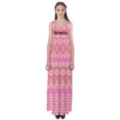 Boho Pink Floral Pattern Empire Waist Maxi Dress by SpinnyChairDesigns