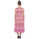 Boho Pink Floral Pattern Midi Tie-Back Chiffon Dress View2