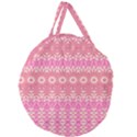 Boho Pink Floral Pattern Giant Round Zipper Tote View1