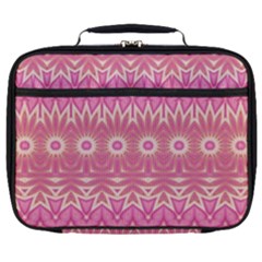 Boho Pink Floral Pattern Full Print Lunch Bag by SpinnyChairDesigns