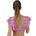 Boho Pink Floral Pattern Plunge Frill Sleeve Bikini Top View2