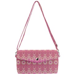 Boho Pink Floral Pattern Removable Strap Clutch Bag by SpinnyChairDesigns