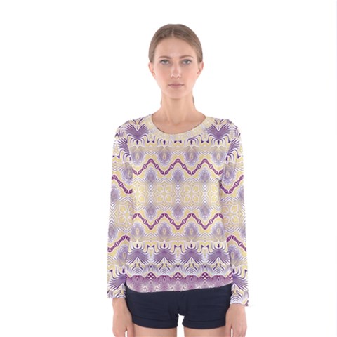 Boho Violet Yellow Women s Long Sleeve Tee by SpinnyChairDesigns