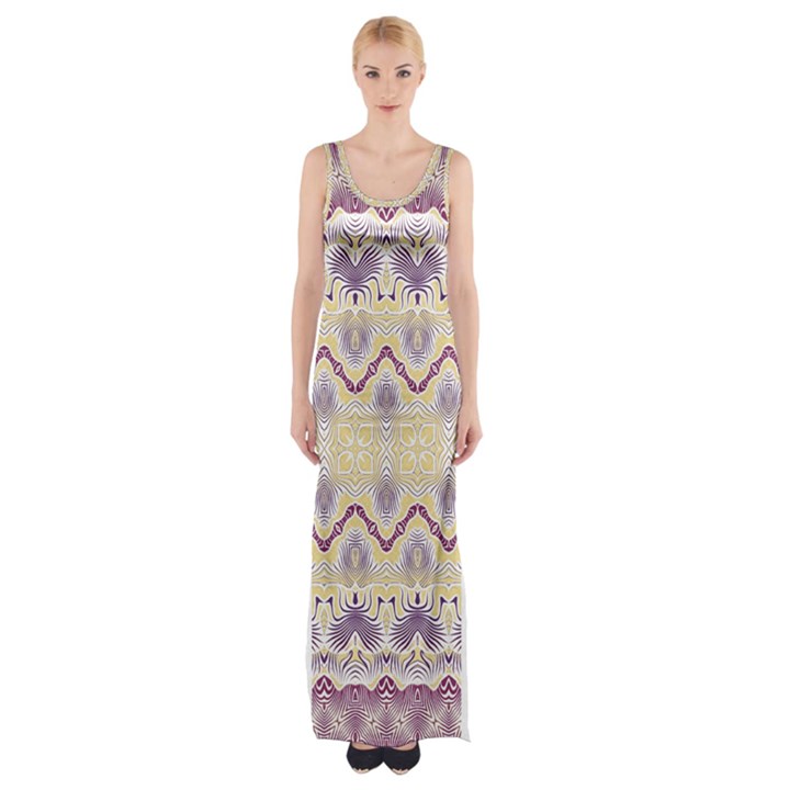 Boho Violet Yellow Thigh Split Maxi Dress