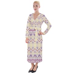 Boho Violet Yellow Velvet Maxi Wrap Dress by SpinnyChairDesigns