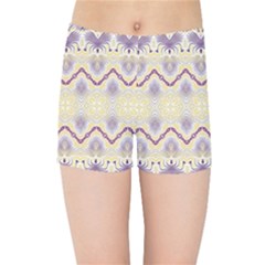 Boho Violet Yellow Kids  Sports Shorts by SpinnyChairDesigns