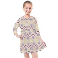 Boho Violet Yellow Kids  Quarter Sleeve Shirt Dress by SpinnyChairDesigns