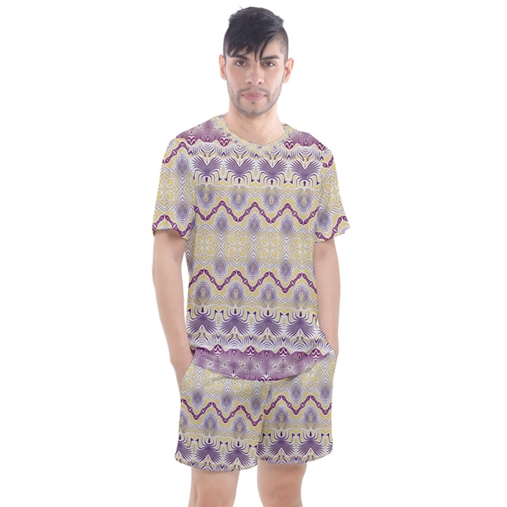 Boho Violet Yellow Men s Mesh Tee and Shorts Set