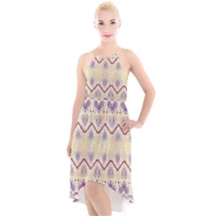 Boho Violet Yellow High-low Halter Chiffon Dress  by SpinnyChairDesigns