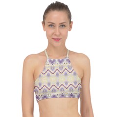 Boho Violet Yellow Racer Front Bikini Top by SpinnyChairDesigns