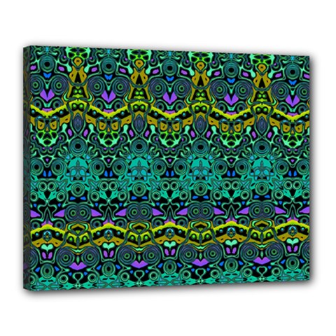 Boho Emerald Green Canvas 20  X 16  (stretched) by SpinnyChairDesigns