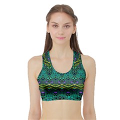 Boho Emerald Green Sports Bra With Border by SpinnyChairDesigns