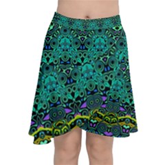 Boho Emerald Green Chiffon Wrap Front Skirt by SpinnyChairDesigns