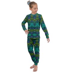 Boho Emerald Green Kids  Long Sleeve Set  by SpinnyChairDesigns