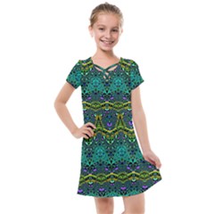 Boho Emerald Green Kids  Cross Web Dress by SpinnyChairDesigns