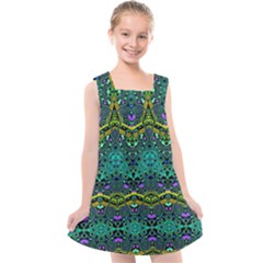 Boho Emerald Green Kids  Cross Back Dress by SpinnyChairDesigns