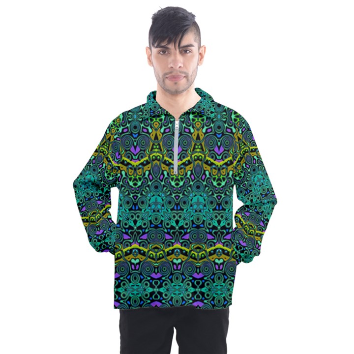 Boho Emerald Green Men s Half Zip Pullover