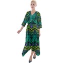 Boho Emerald Green Quarter Sleeve Wrap Front Maxi Dress View1