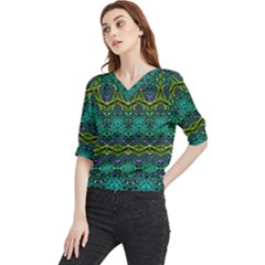 Boho Emerald Green Quarter Sleeve Blouse