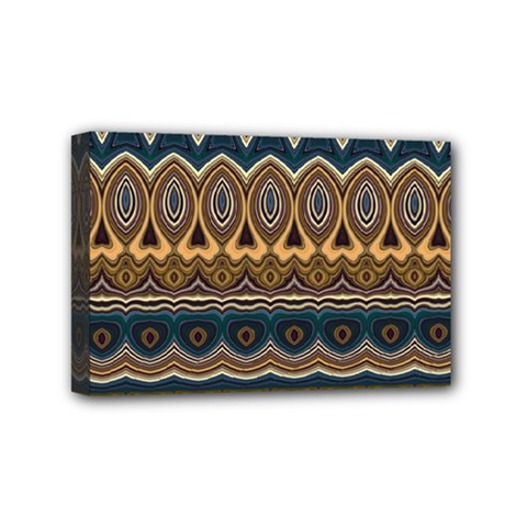 Boho Brown Blue Mini Canvas 6  X 4  (stretched) by SpinnyChairDesigns