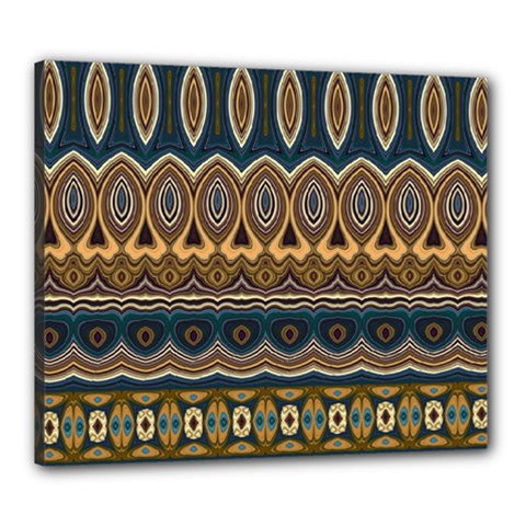 Boho Brown Blue Canvas 24  X 20  (stretched) by SpinnyChairDesigns