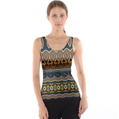 Boho Brown Blue Tank Top by SpinnyChairDesigns